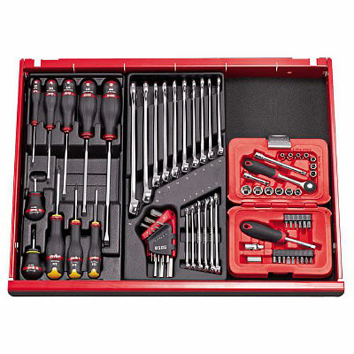 Usag 601 1/4 J34 - Assortimento in cassetta modulare con bussole esagonali ed inserti per avvitatura (34 pz)