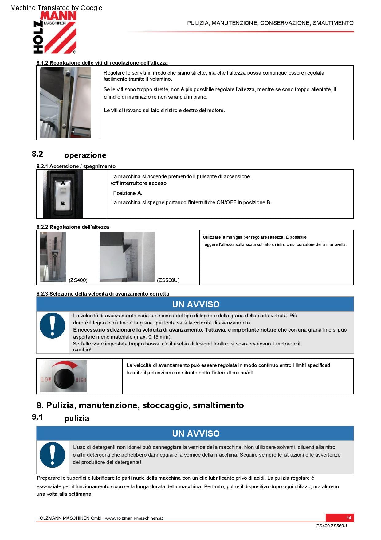 Holzmann ZS 400U - Calibratrice , 220V