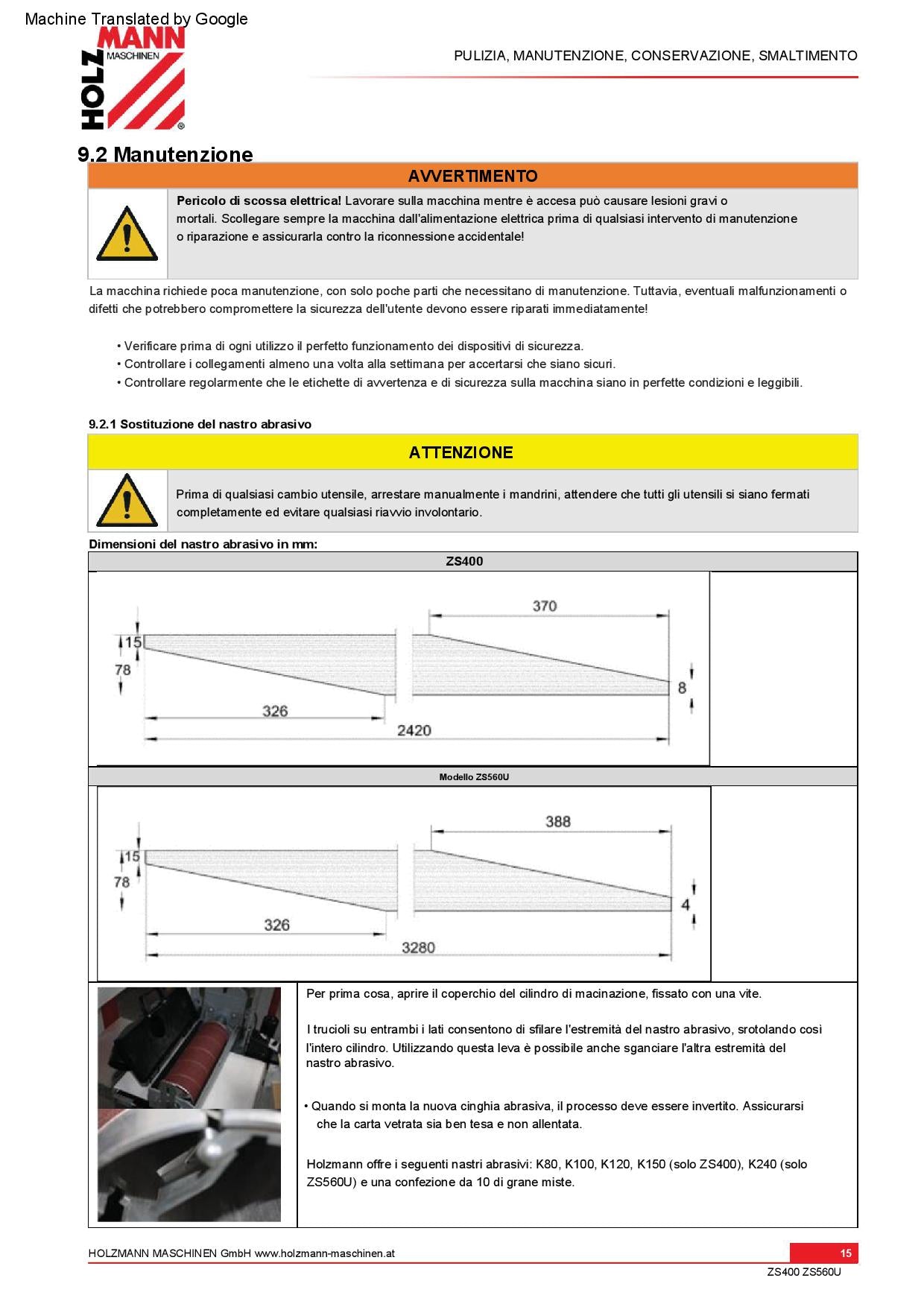 Holzmann ZS 400U - Calibratrice , 220V