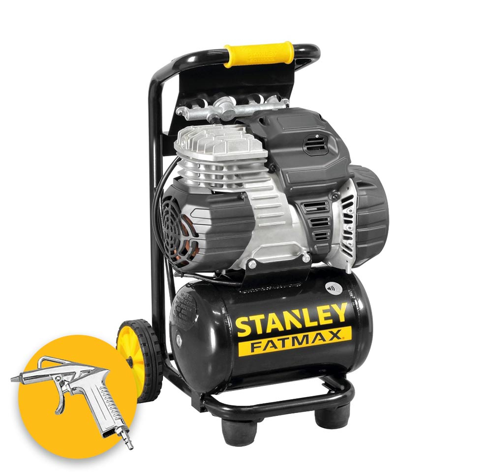 Stanley S 244/8/10 PCM - Compressore aria portatile silenzioso non  lubrificato 10 litri