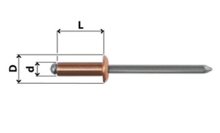 Rivetti Testa cilindrica - Rame / Acciaio