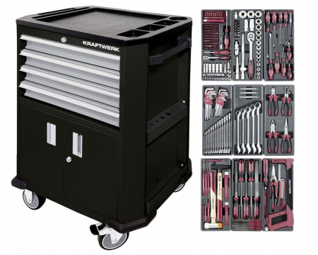 Carrello portautensili Kraftwerk completo 102.220.511 con assortimento 286 utensili (nero)