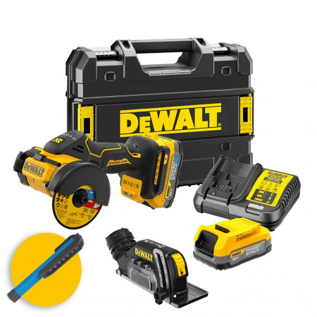 Dewalt DCS438E2T-QW - Mini smerigliatrice a batteria 18V - disco da 76 mm - 2 batterie Powerstack