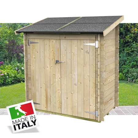 ALCE AMBROGIO - CASETTA IN LEGNO ADDOSSATA 155x85 cm PORTA DOPPIA CIECA - COLOR LEGNO