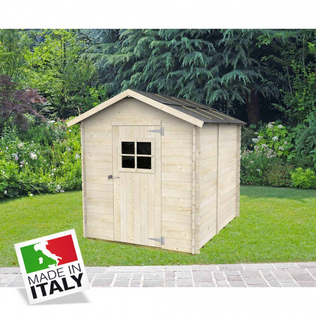 ALCE GAETA - CASETTA IN LEGNO 1,8 x 2,2 M PORTA SINGOLA FINESTRATA + INGLESINA