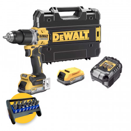 Dewalt DCD805E2T-QW - Trapano avvitatore a batteria 18V POWERSTACK con percussione 