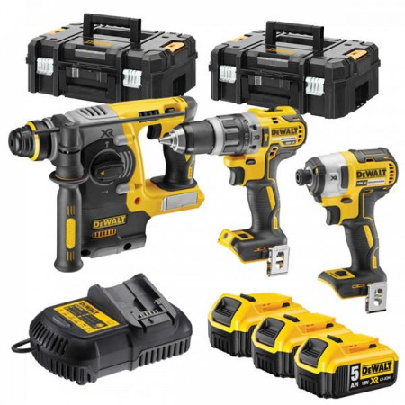 Kit Dewalt 18V DCK353P4T - Trapano DCD796 - Tassellatore DCH273 - Smerigliatrice DCG405