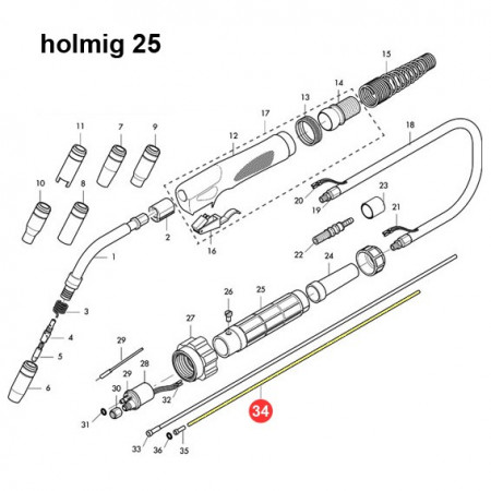 Guaina teflon rosso per Holmig 25 4m (HG025T4)