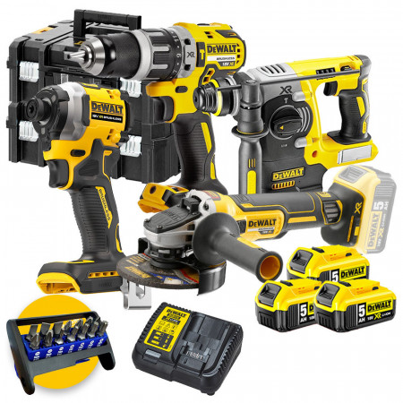 Dewalt Kit DCK422P3T-QW - Trapano DCD796 - Tassellatore DCH273 - Smerigliatrice DCG405 - Avvitatore DCF887