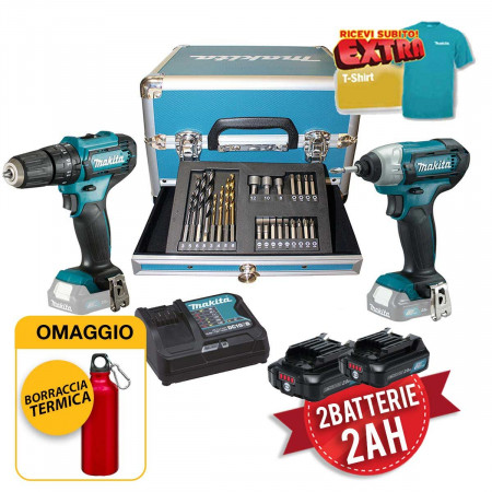 Makita CLX228SAX1 - Kit utensili a batteria 12V, Trapano e Avvitatore a impulsi con 23 accessori