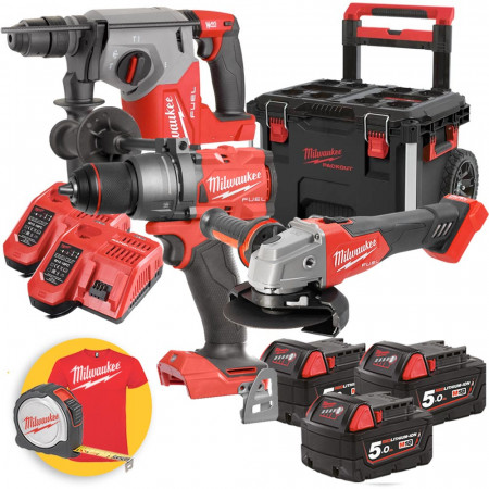 Kit utensili a batteria Milwaukee M18 Fuel trapano tassellatore smerigliatrice