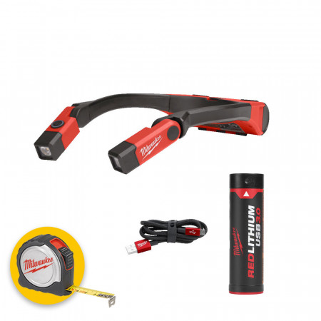 Milwaukee L4 NL400-301 - Torcia da collo regolabile e ricaricabile USB - 400 lumen