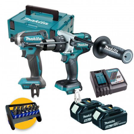 Makita DLX2174TJ1 - Kit utensili a batteria 18V - Trapano DHP481 + Avvitatore a impulsi DTD153