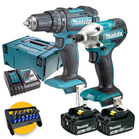 Makita DLX2337J - Kit utensili a batteria 18V - Trapano avvitatore DHP482 + Avvitatore a impulsi DTD156