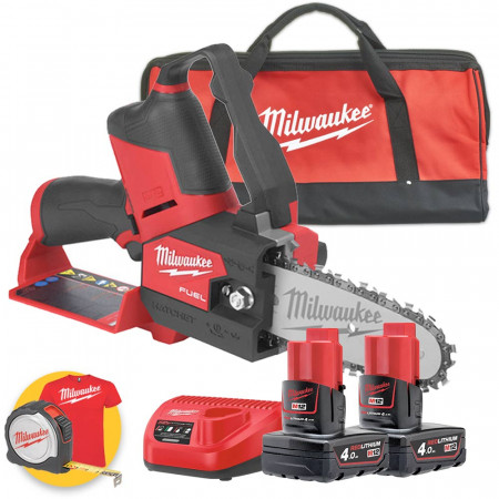 Milwaukee M12 FHS-402B - Sega seghetto per potatura a batteria Fuel, 2 batterie da 4Ah in borsone