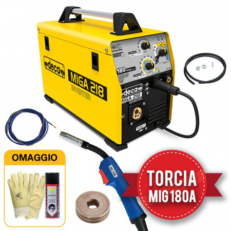 Saldatrice inverter Deca MIGA 218, multifunzione (180 A) CON OMAGGIO GUANTI E ANTISPATTER