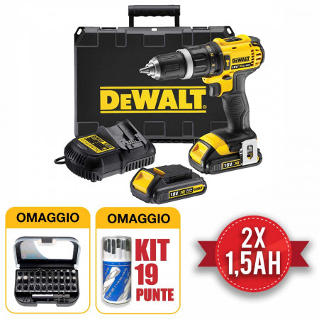 Dewalt DCD785C2 - Trapano avvitatore con percussione - 2 Batterie da 18V 1,5 Ah