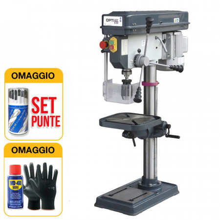 Optimum B 20 - 230V - Trapano da banco con trasmissione a cinghia trapezoidale CON OMAGGI