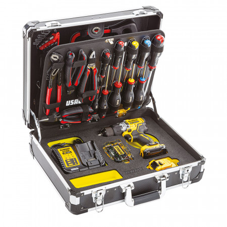 Valigetta attrezzi con assortimento Usag JM002 + Trapano Dewalt 