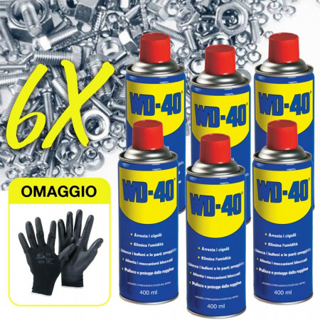 WD40 Sbloccante lubrificante 6 bombolette spray 400ml con OMAGGIO 