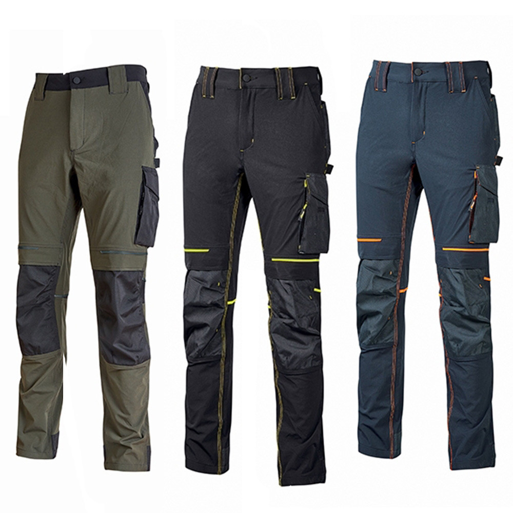 Upower Atom - Pantaloni da lavoro multitasche, elasticizzati,  idrorepellenti