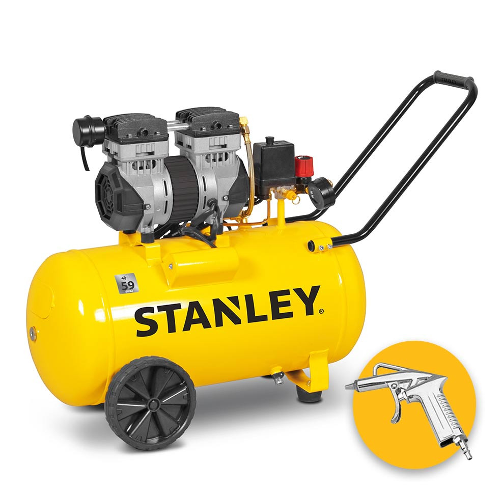 Stanley DST 240/8/50 - Compressore aria silenzioso 50 lt, 2 HP