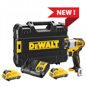 Dewalt DCF801D2 Compact - Avvitatore ad impulsi 1/4" 12V con 2 batterie da 2Ah