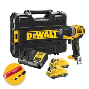 Dewalt DCD701D2 Compact - Trapano avvitatore 12V con percussione e 2 batterie da 2Ah