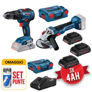 Kit Bosch Professionale 18V - Trapano avvitatore a batteria + Smerigliatrice angolare 