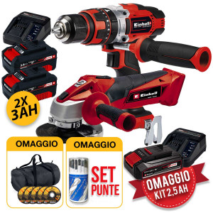 kit utensili a batteria einhell 18v trapano e smerigliatrice 2