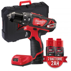 Milwaukee M12BPD-202C - Trapano avvitatore a batteria 12V con percussione - 2 Batterie 2Ah