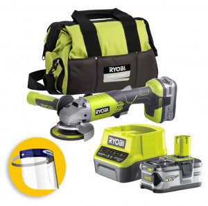 Ryobi R18AG-140S - Smerigliatrice a batteria 18V diametro 115MM - 1 x 4Ah con OMAGGIO