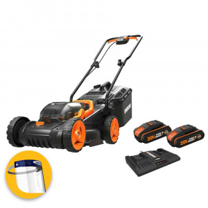 Worx WG779E - Rasaerba tagliaerba a batteria da 20v + 20v da 2,5 Ah 