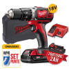 Milwaukee M18 BPD-202C, trapano avvitatore 18V a batteria con percussione, batterie 2 x 2.0Ah con omaggio