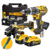 Kit Dewalt composto da trapano DCD796, smerigliatrice DCG405 e 2 batterie da 5Ah 