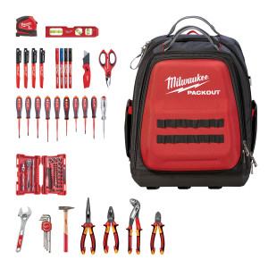 Milwaukee 4932498407 - Zaino Packout con assortimento elettricista - 76 pezzi