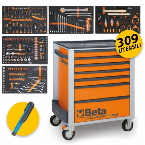 Beta BW 2400S 7/E-M - Carrello porta attrezzi completo di 394 utensili - arancione 