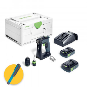 Festool CXS 18 C 3,0-Plus - Trapano avvitatore a batteria 18V - 2 batteria da 3Ah