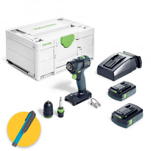 Festool TXS 18 C 3,0-Plus - Trapano avvitatore a batteria 18V - 2 x 3Ah in valigetta