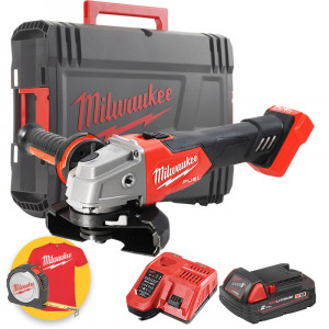 Milwaukee M18 FSAG125X-102X - Smerigliatrice angolare a batteria M18 Fuel 2Ah, in valigetta Heavy Duty 
