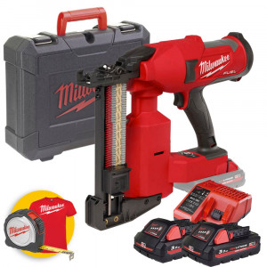 Milwaukee M18 FFUS-302C - Graffatrice a batteria 18V per staccionate, 2 batterie da 3Ah