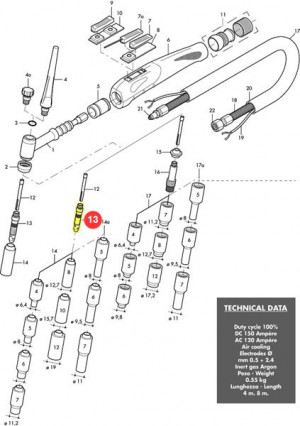 Porta-pinza per Holtig 17 e 26 Ø2,4mm (HT10N32)