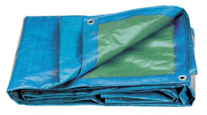 Fervi 0284 - Telo in polietilene pesante anellato bordato, bicolore verde - Blu