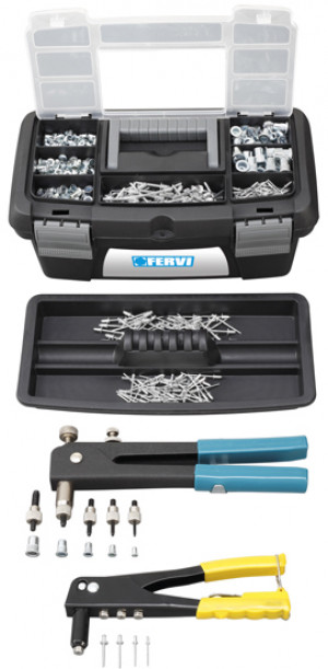 Fervi S018 - Set di rivettatrici con rivetti filett e normali