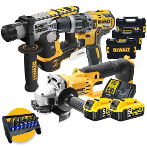 Dewalt DCK172HDGR3-IT - Tassellatore SDS DCH172 + Smerigliatrice DCG412 + Trapano DCD796 