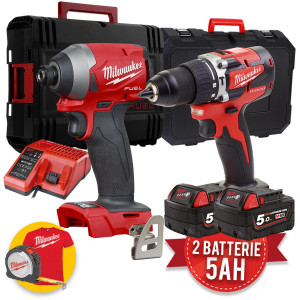 Milwaukee M18 Kit utensili - Trapano avvitatore a batteria CBLPD + Avvitatore a impulsi FID2