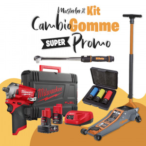 Kit utensili professionali per cambio gomme - Sollevatore Beta - Avvitatore a impulsi Milwaukee 12V - Dinamometrica Beta - Bussole beta