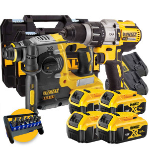 Kit utensili Dewalt 18V - Tassellatore SDS DCH273 + Trapano DCD996 + 4 Batterie 5Ah, due valigette