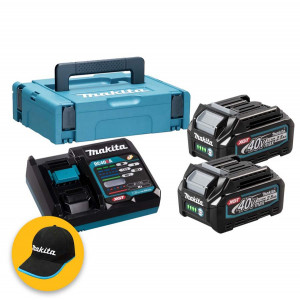 Makita 191J81-6 - Kit energia batterie da 40V XGT 2 x 2,5Ah + caricabatterie in valigetta MAKPAC