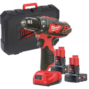 Milwaukee M12 BDD-402C, trapano avvitatore 12V compatto, 2 batterie da 4Ah 